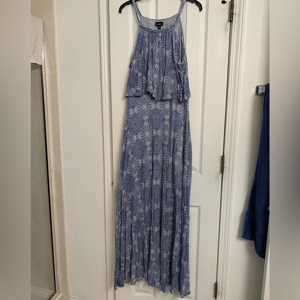 Torrid Blue and White Boho Dress Size 0 or 12